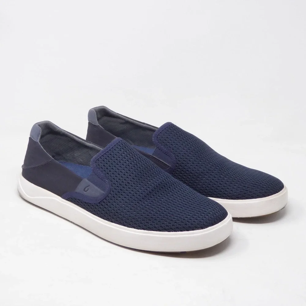OluKai Mens Lae'ahi Slip On Shoes Navy Blue Mesh Breathable 9.5